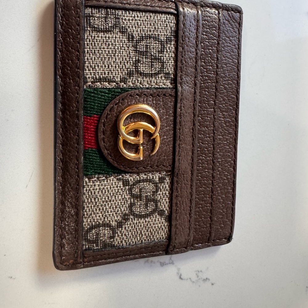 Gucci Brown Leather Card Holder - OPHEDIA CARD CASE